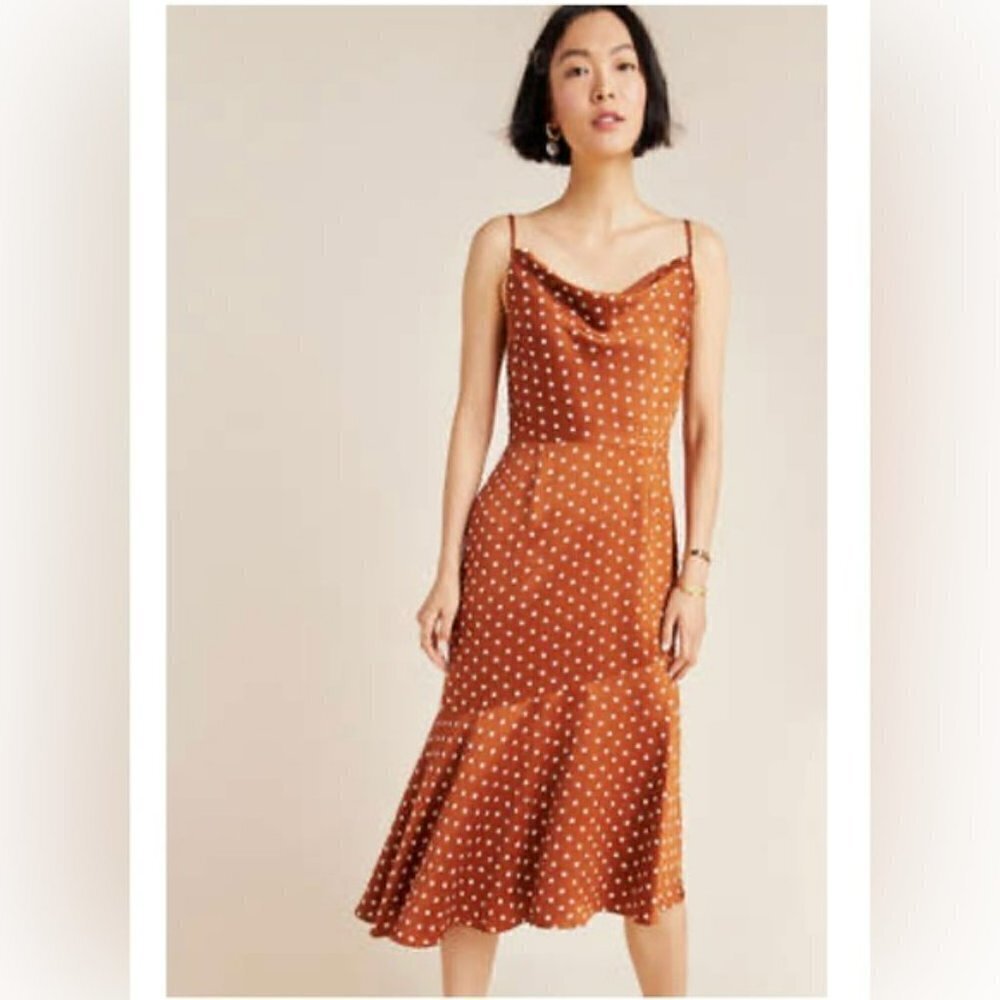 J.O.A. Yellow Polka Dots Satin Asymmetrical Dress US M - Picture 1 of 13